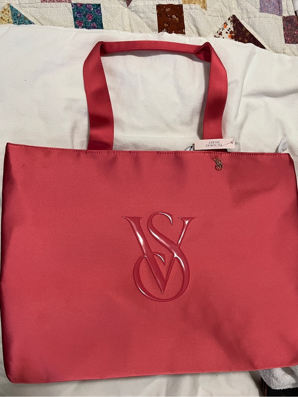 Victoria's Secret Satin Logo Tote in Hot Pink